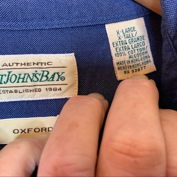 St Johns Bay Oxford Shirt Size XLXT Blue Button‎ Down Blue Office 100% Cotton - Picture 4 of 5